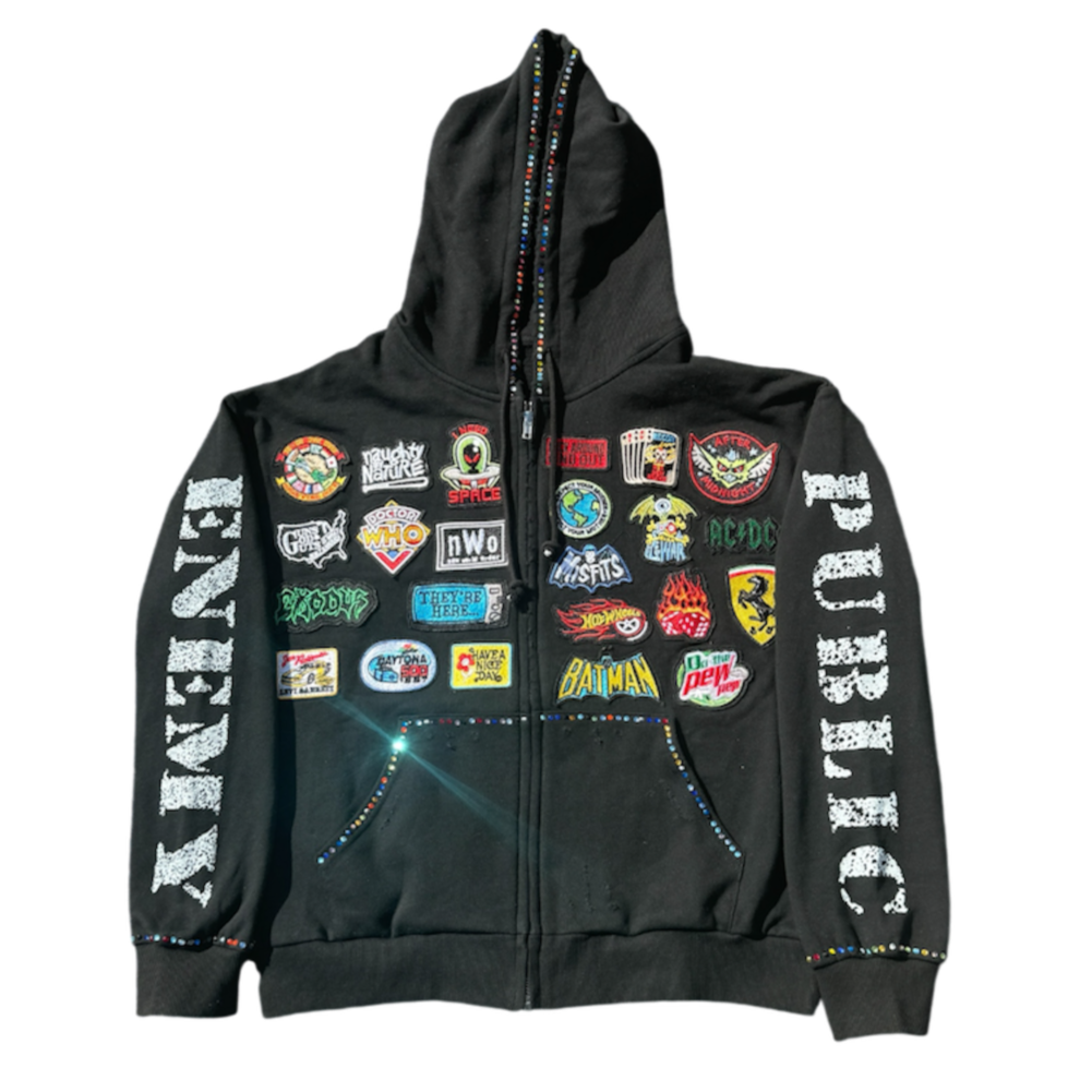 Black "Public Enemy" Hoodie